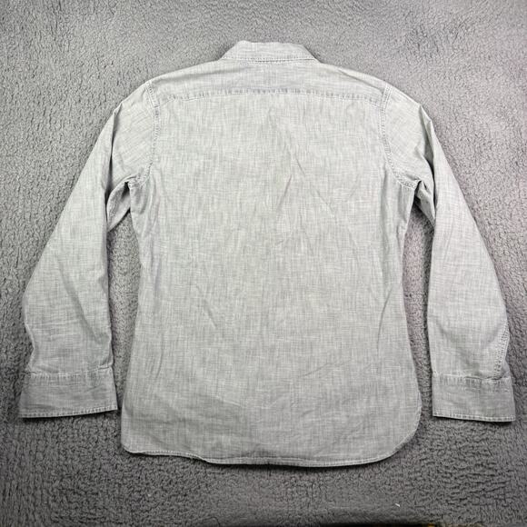 Gap Chambray Work Shirt Mens M Gray Pockets Chin Strap Vintage 30s 40s Style - Picture 6 of 9